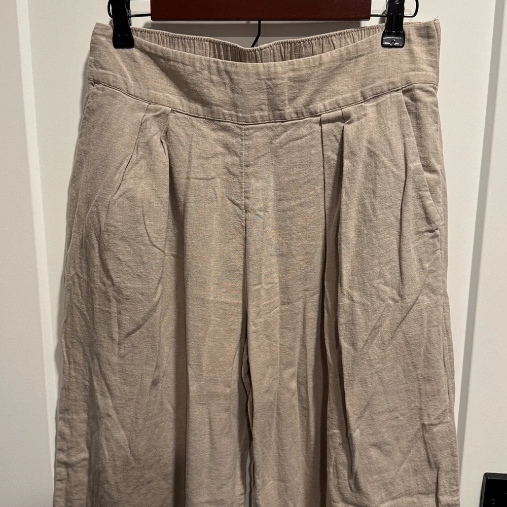 Abercrombie Wide Leg Pull On Linen Pants Cream Beige Medium - Picture 3 of 10